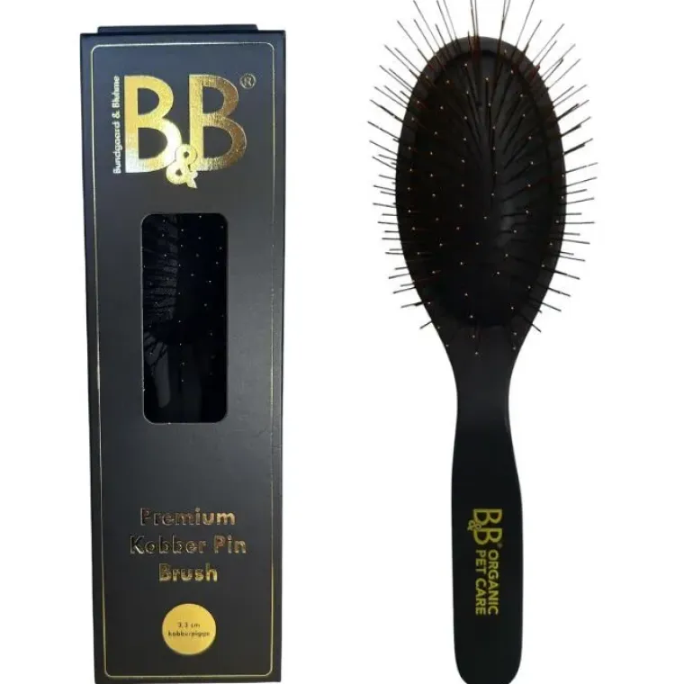 Pelspleje^B&B Økologisk Hundeshampoo m.m. B&B Premium Kobber Pin Brush | 3,3 cm