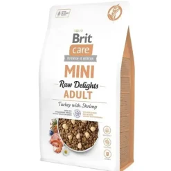 Hundemad^Brit Care Mini Raw Delights Adult, Turkey & Shrimp| Tørfoder 2kg
