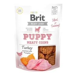 Hvalpegodbidder Og Gnaveben|Godbidder Og Gnaveben^Brit Care Brit Jerky Puppy Turkey Meaty Coins | 80g