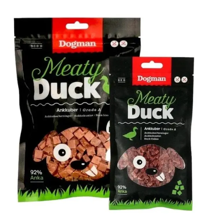 Hvalpegodbidder Og Gnaveben|Godbidder Og Gnaveben^Dogman Meaty Duck Cubes | fra 80g