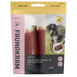 Godbidder Og Gnaveben^Faunakram Filled Rawhide Roll w. Duck Paste 300g | 4 stk