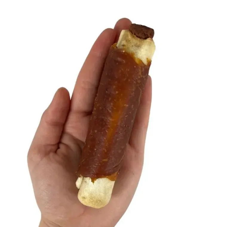 Godbidder Og Gnaveben^Faunakram Filled Rawhide Roll w. Duck Paste 300g | 4 stk