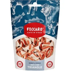 Hvalpegodbidder Og Gnaveben|Hundeferien^Ficcaro Beef & Cod triangle | 100g