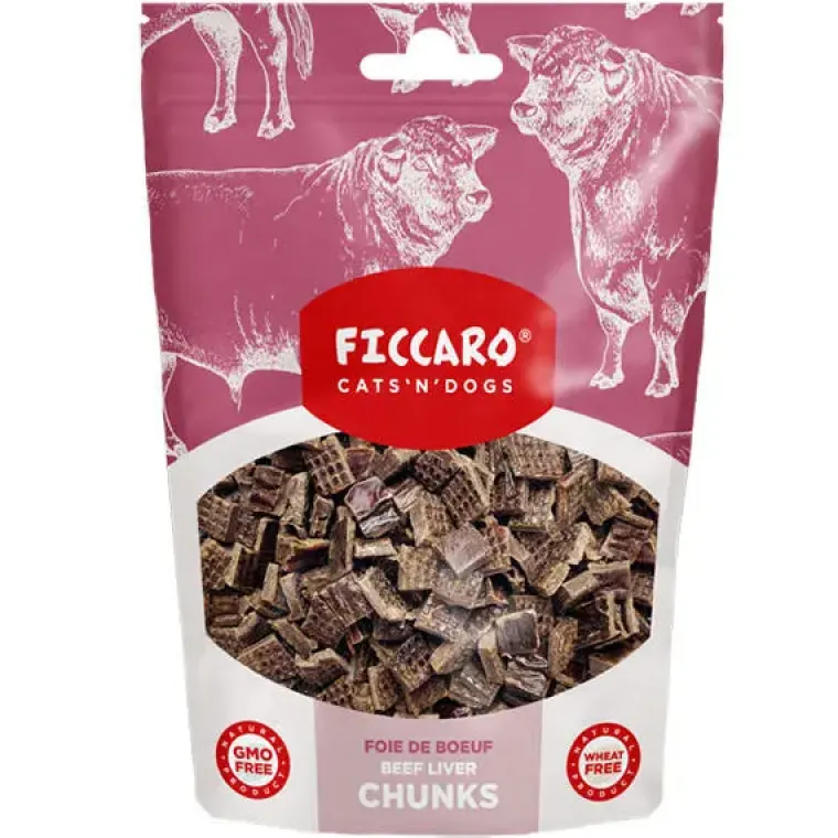 Hvalpegodbidder Og Gnaveben|Godbidder Og Gnaveben^Ficcaro Beef Liver Chunks | 100g