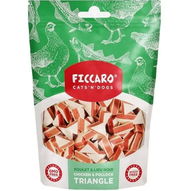 Hvalpegodbidder Og Gnaveben^Ficcaro Chicken & Pollock Triangle | 100g