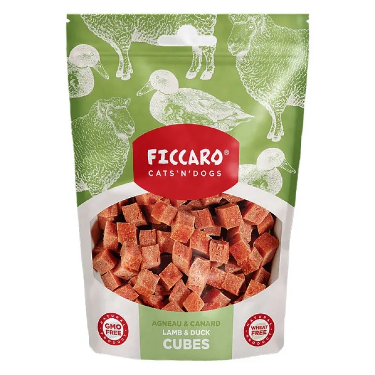 Hvalpegodbidder Og Gnaveben|Godbidder^Ficcaro Lamb & Duck Cubes | 100g