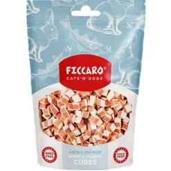 Hvalpegodbidder Og Gnaveben^Ficcaro Rabbit & Pollock Cubes | 100g