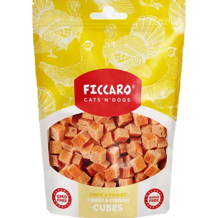 Hvalpegodbidder Og Gnaveben|Godbidder Og Gnaveben^Ficcaro Turkey & Chicken Cubes | 100g