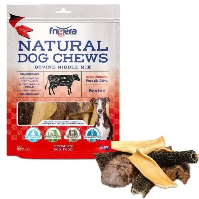 Godbidder Og Gnaveben^Frigera Natural Dog Chews Okse Nibble Mix | 250g