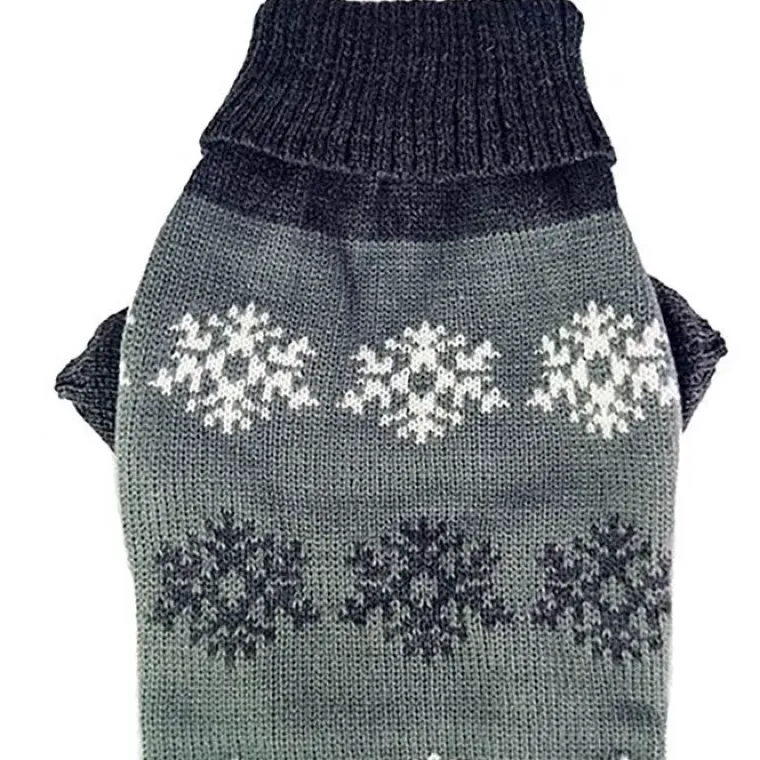 Julekurven|Hundetøj^Cotonshoppen Grå hundesweater med snefnug