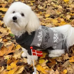 Julekurven|Hundetøj^Cotonshoppen Grå hundesweater med snefnug