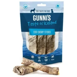 Godbidder & Smagsvarianter|Single Protein & Foder & Godbidder^Gunnis Tyggepinde med Torsk | 3 stk