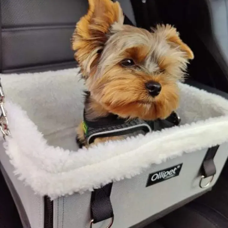 Autostol Til Hunde|Hundeferien^Ollipet Luksus biltaske m. lammeskind | 2 str. | OUTLET Beige