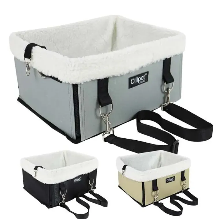 Autostol Til Hunde|Hundeferien^Ollipet Luksus biltaske m. lammeskind | 2 str. | OUTLET Beige