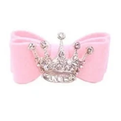 Lyserøde Favoritter|Hårpynt Til Hunde^FashionDoggy Lyserød hundesløjfe med diamantkrone