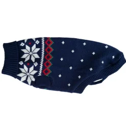 Julekurven|Hundetøj^Ollipet Marineblå vintersweater med snefnug