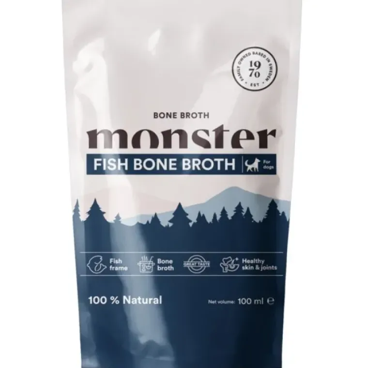 Hundemad|Godbidder Og Gnaveben^Monster Dog Bone Broth | Fish