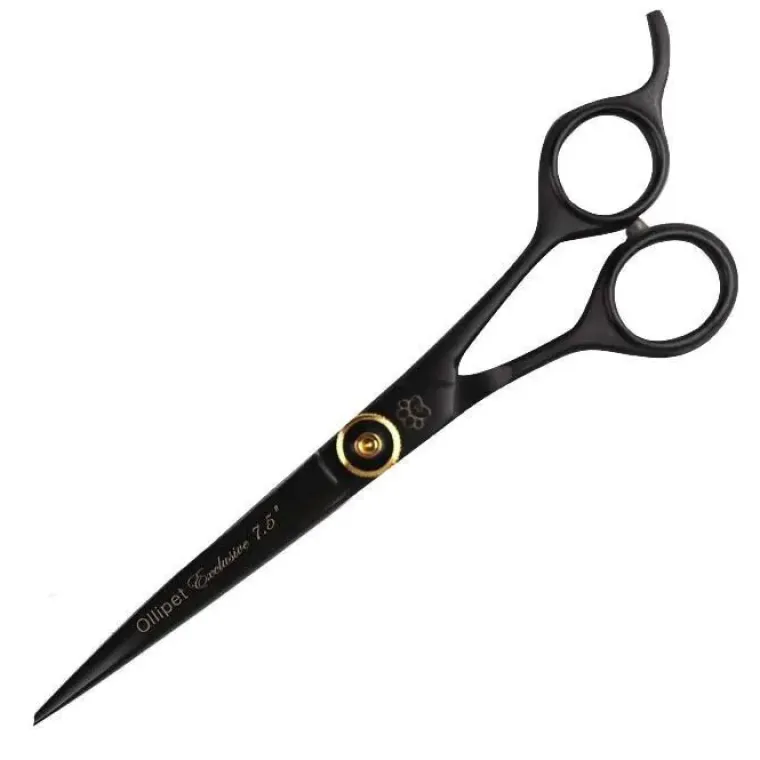Pelsplejeredskaber^Ollipet Exclusive Black/Gold groomingsaks | 7,5"
