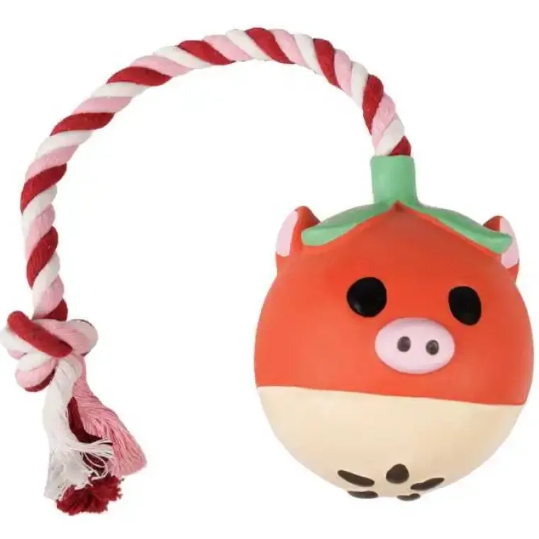 Ollipet Hundelegetøj|Hvalpelegetøj^Ollipet NaturLatex Piggle Pop | m. Reb