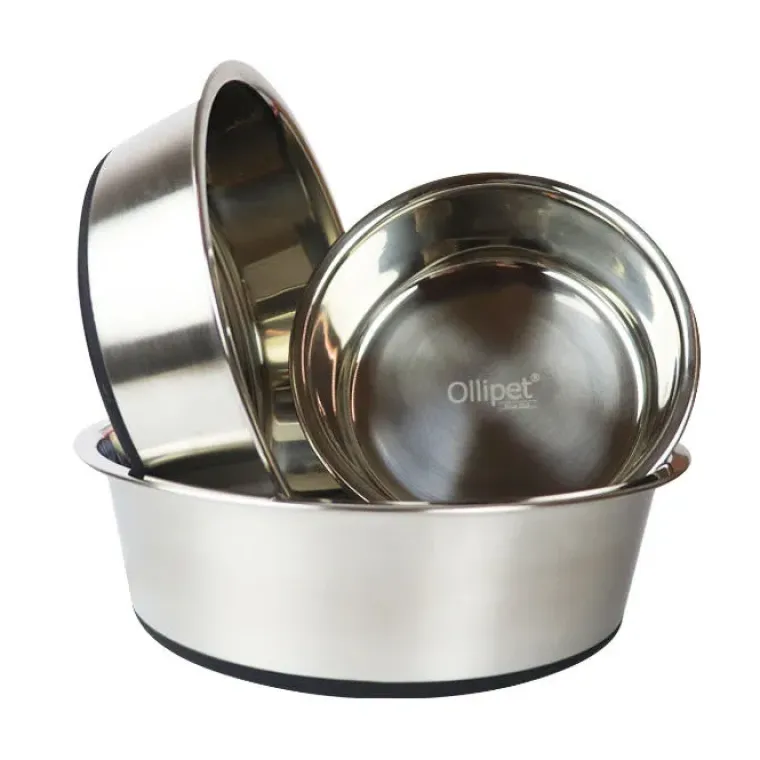 Madskål Og Vandskål^Ollipet Stainless steel bowl anti-slip