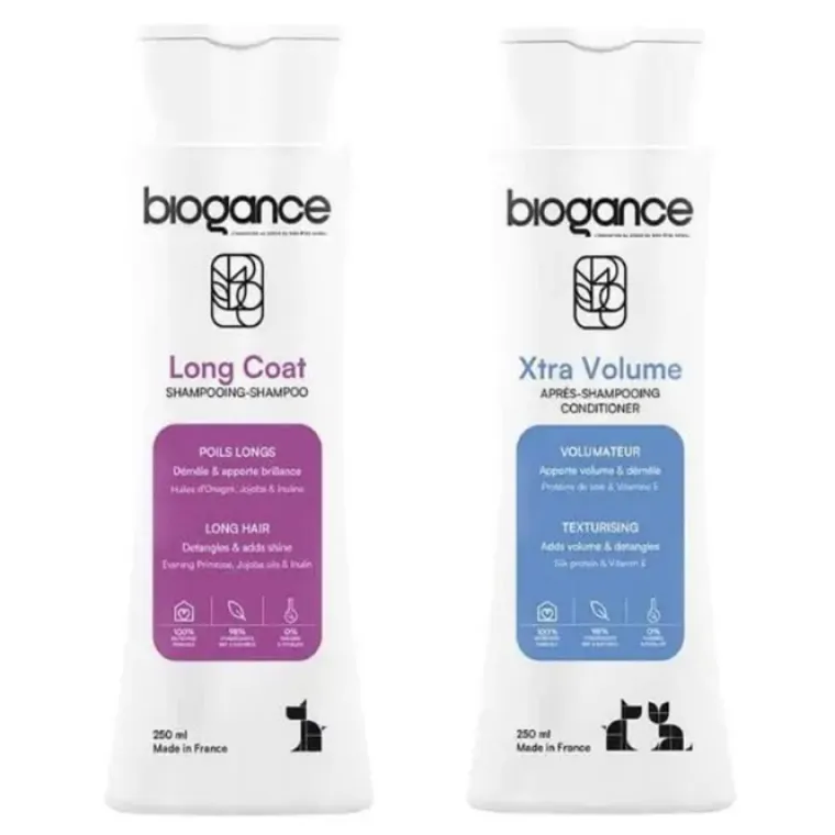 Hvalpeshampoo|Pelspleje Til Hvalpe^ Pakketilbud | Biogance Shampoo og conditioner sæt til Lang Pels