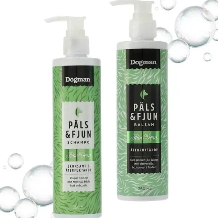 Groomingsæt|Hundeshampoo Og Hundebalsam^ Pakketilbud | Dogman Päls & Fjun Aloe Vera sæt