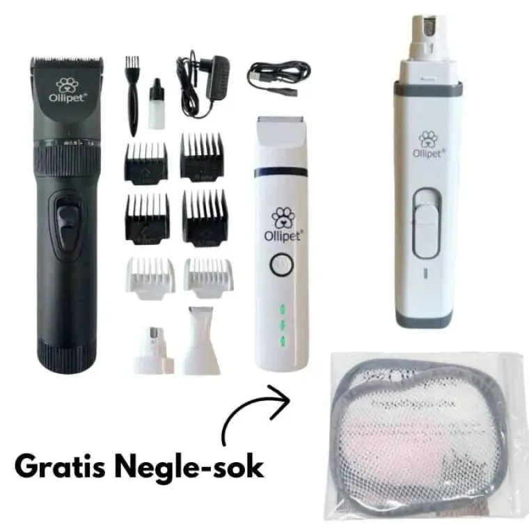 Groomingsæt|Hundetrimmere Og Klippemaskiner^ Pakketilbud | Ollipet Luksus Hundetrimmepakke | GRATIS negleklippersok