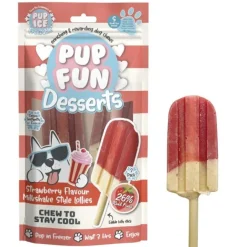 ☀️Sommerklar|Hundeferien^Pup Ice Pup Fun Milkshake is | Jordbær 2stk.