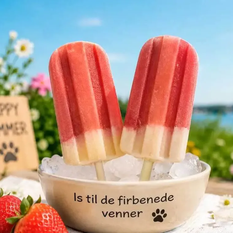 ☀️Sommerklar|Hundeferien^Pup Ice Pup Fun Milkshake is | Jordbær 2stk.