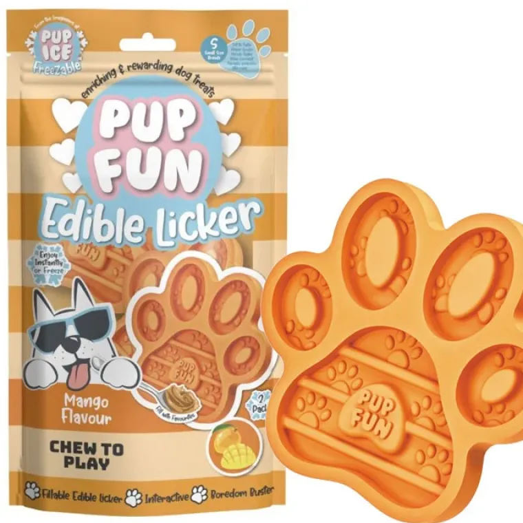 ☀️Sommerklar|Snusemåtter/Slikkeplader^Pup Ice Pup Fun Spiselig slikkeplade | Mango 2 stk.