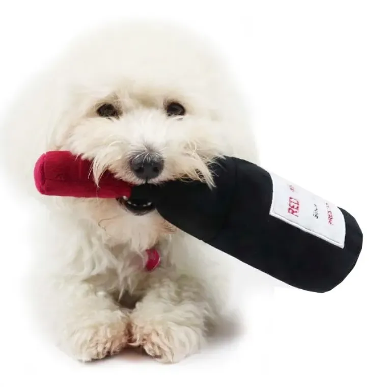 Ollipet Hundelegetøj|Plyslegetøj Til Hunde^Ollipet Red wine Plysflaske