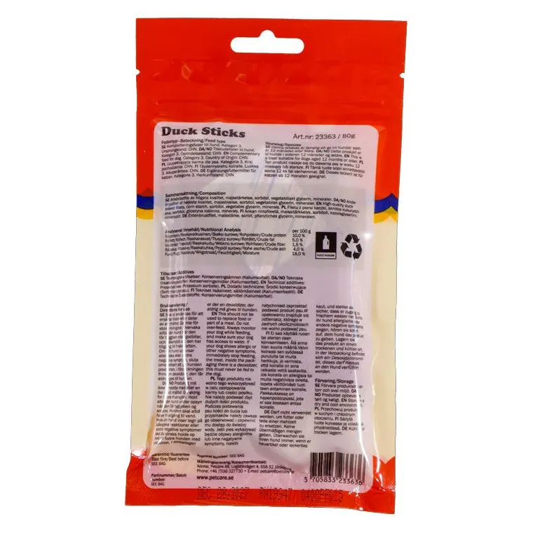Godbidder & Smagsvarianter|Godbidder Og Gnaveben^Småland Duck Sticks 80g