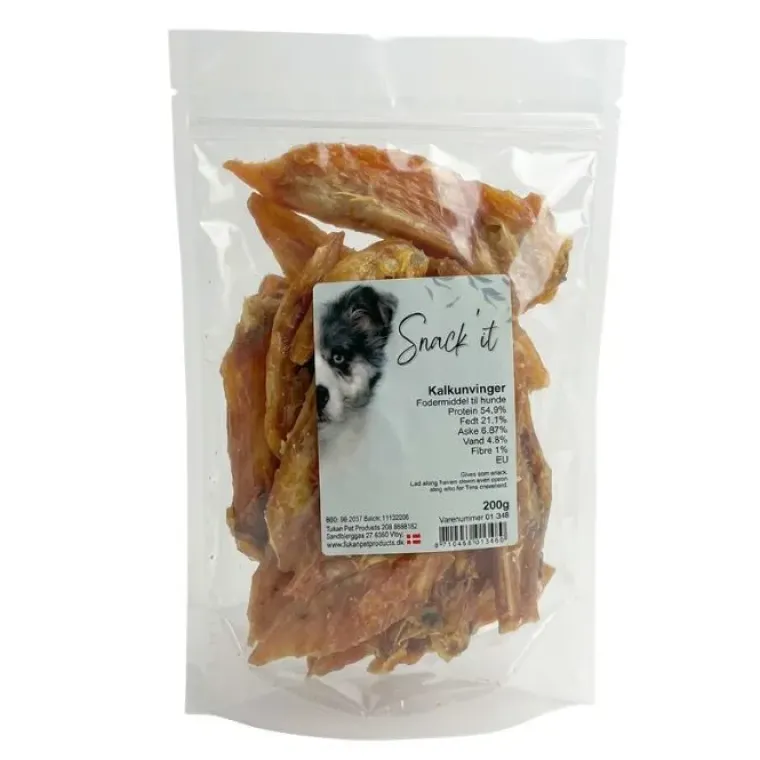 Single Protein & Foder & Godbidder|Godbidder Og Gnaveben^Snack'it Kalkunvinger | 200g