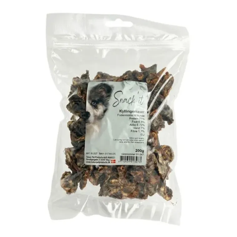 Single Protein & Foder & Godbidder|Godbidder Og Gnaveben^Snack'it Kyllingemave | 200g