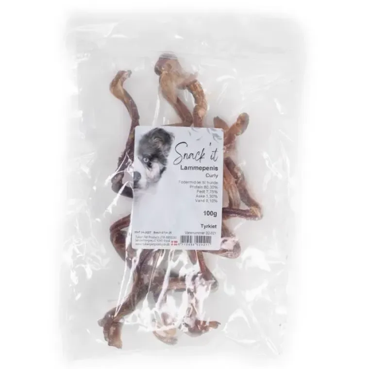 Single Protein & Foder & Godbidder|Godbidder Og Gnaveben^Snack'it Lammepenis Curly | 100g
