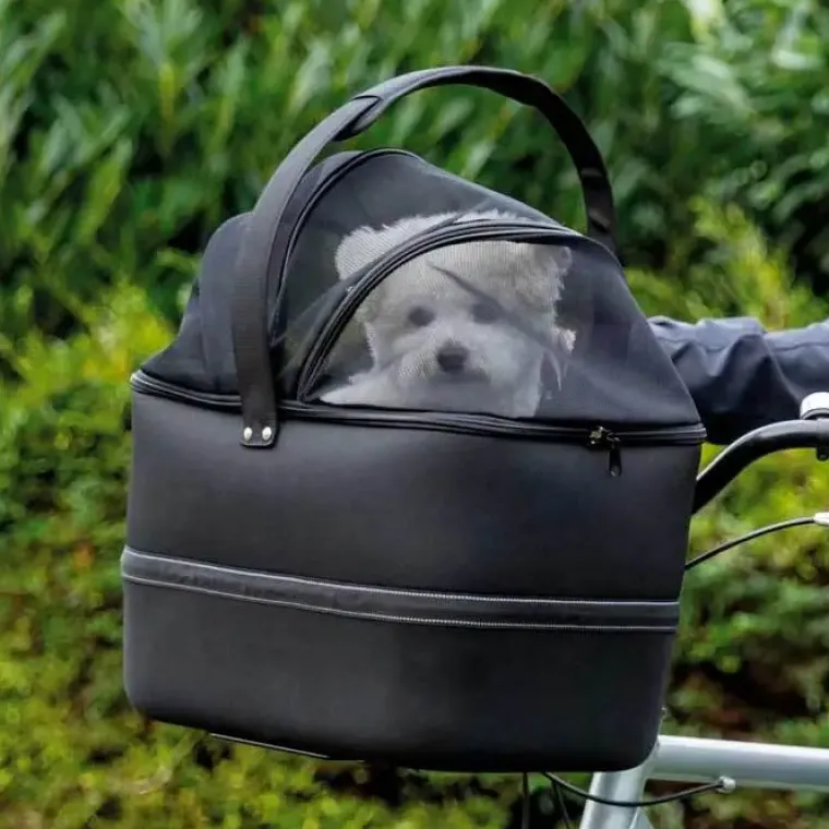 Hundeferien^Trixie Front Cykelkurv m. Regnslag | 2i1