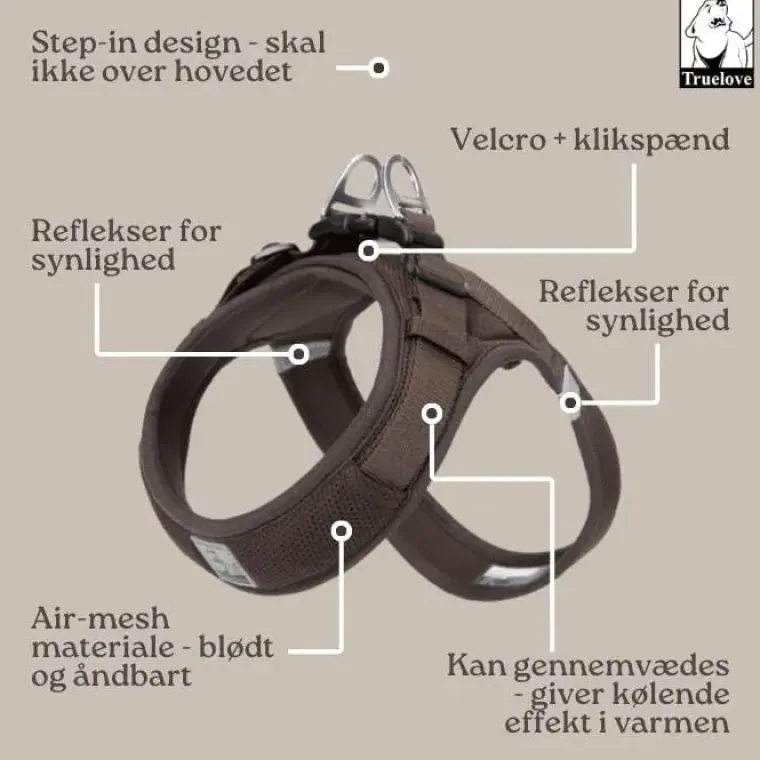 Hundeseler|Hundeferien^TrueLove Letvægt Step in sele | Mokka
