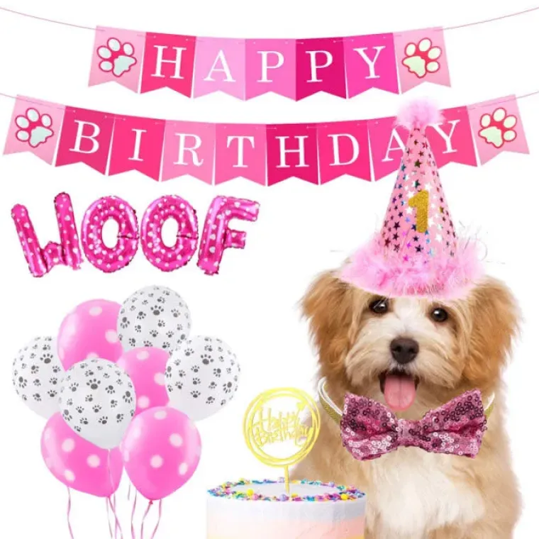 Hundefødselsdag|Lyserøde Favoritter^Ollipet WOOF fødselsdagspakke PINK
